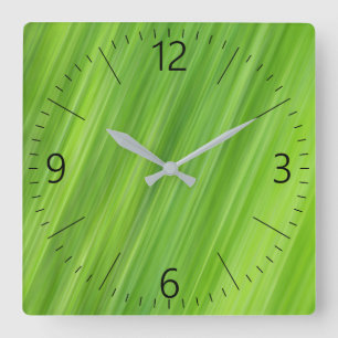 Horloge Carrée motif à bandes vertes