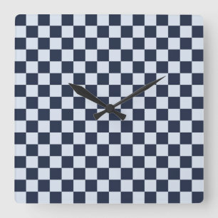 Horloge Carrée Motif à carreaux de lavage en denim