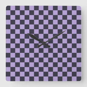 Horloge Carrée Motif à carreaux en brume de lavande