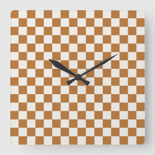 Horloge Carrée Motif à carreaux en cuivre et coquille d'œuf