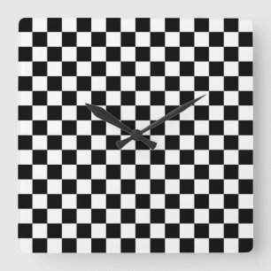 Horloge Carrée Motif à carreaux noir et blanc