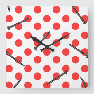Horloge Carrée motif à ongles avec points