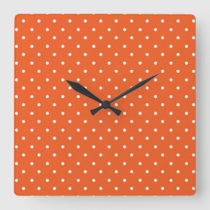 Horloge Carrée Motif à pois blancs sur fond jaune moutarde Carré 