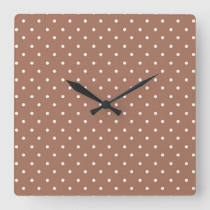 Horloge Carrée Motif à pois blancs sur fond jaune moutarde Carré