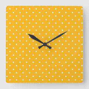 Horloge Carrée Motif à pois jaune-orange continu