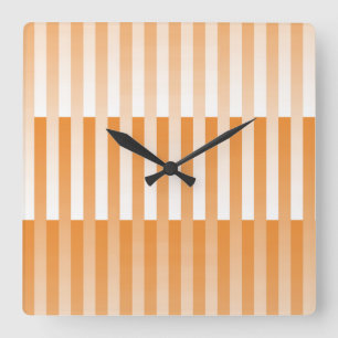 Horloge Carrée Motif à rayures blanches orange