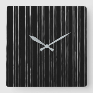 Horloge Carrée Motif à rayures irrégulières noir et blanc élégant
