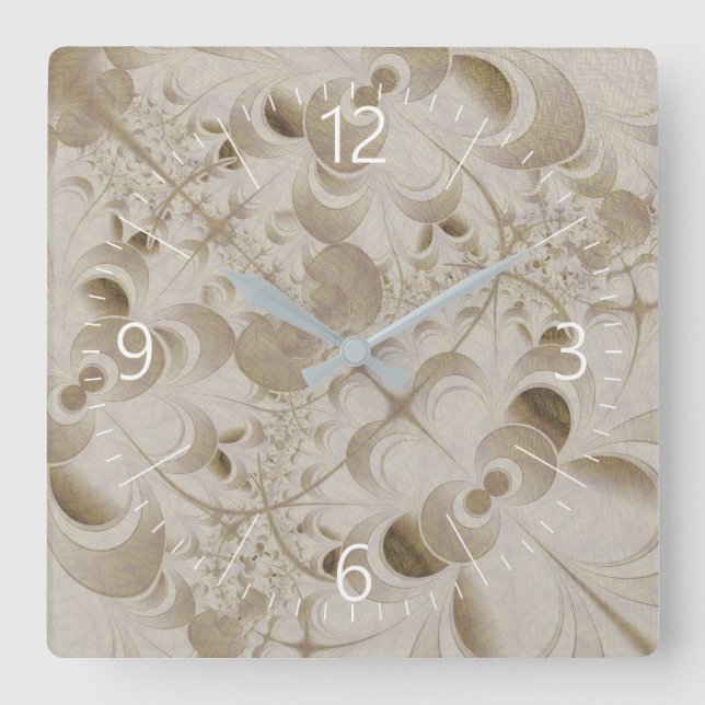Horloge Carrée motif Abstrait beige (Recto)
