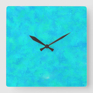 Horloge Carrée Motif Abstrait Bleu Turquoise