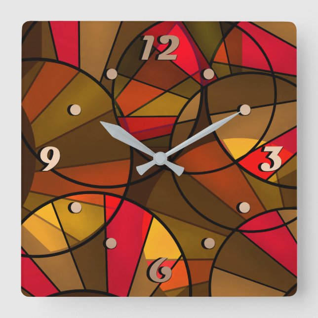 Horloge Carrée Motif abstrait coloré (Recto)