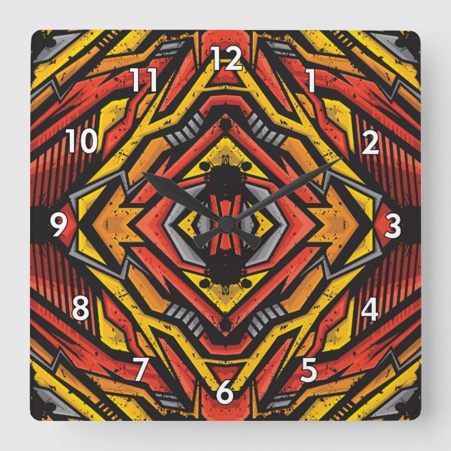 Horloge Carrée Motif Abstrait coloré (Recto)