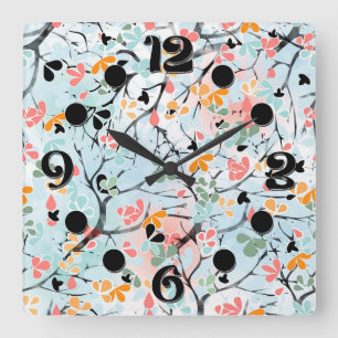 Horloge Carrée motif Abstrait, motif d'automne