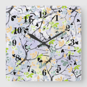 Horloge Carrée motif Abstrait, motif d'automne