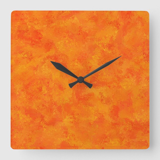 Horloge Carrée Motif Abstrait orange (Recto)