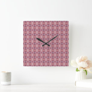 Horloge Carrée Motif abstrait rose et violet doux
