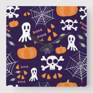Horloge Carrée Motif amusant d'Halloween