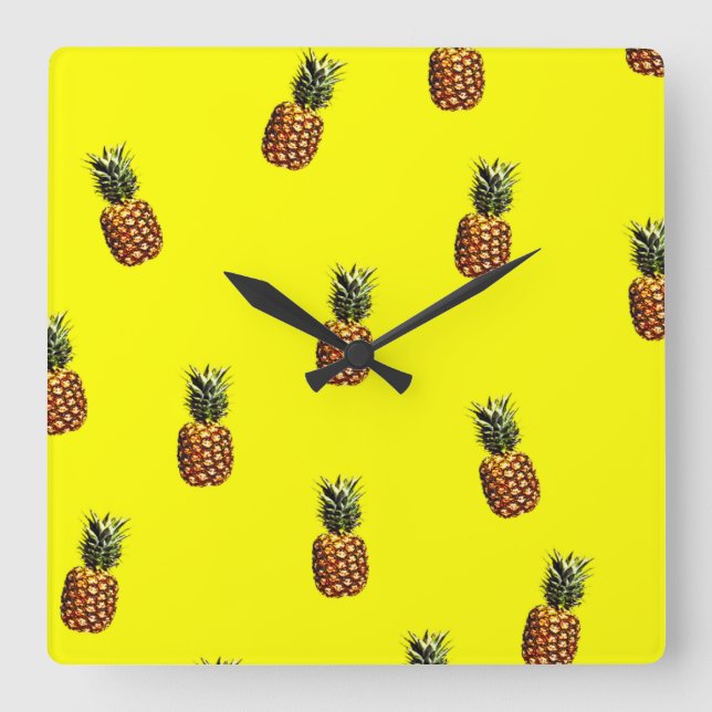 Horloge Carrée motif ananas (Recto)