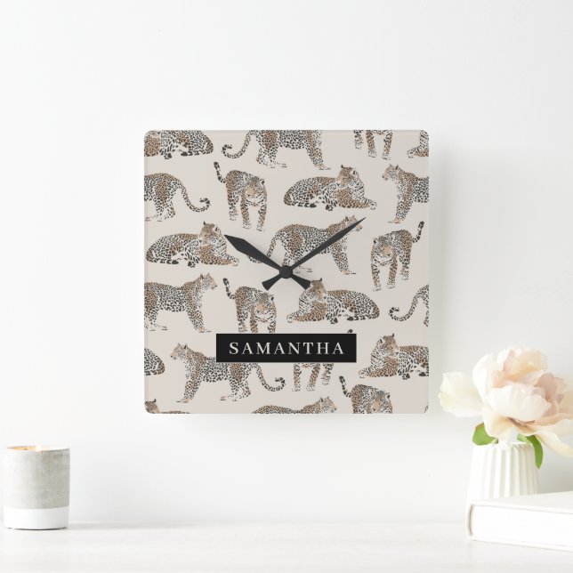 Horloge Carrée Motif animal sauvage de la Jungle Leopard (Maison)