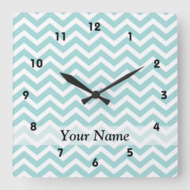 Horloge Carrée Motif Aqua chevron (Recto)
