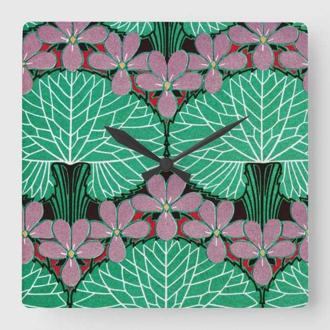 Horloge Carrée Motif Art Nouveau #12 à Emporio Moffa (Recto)