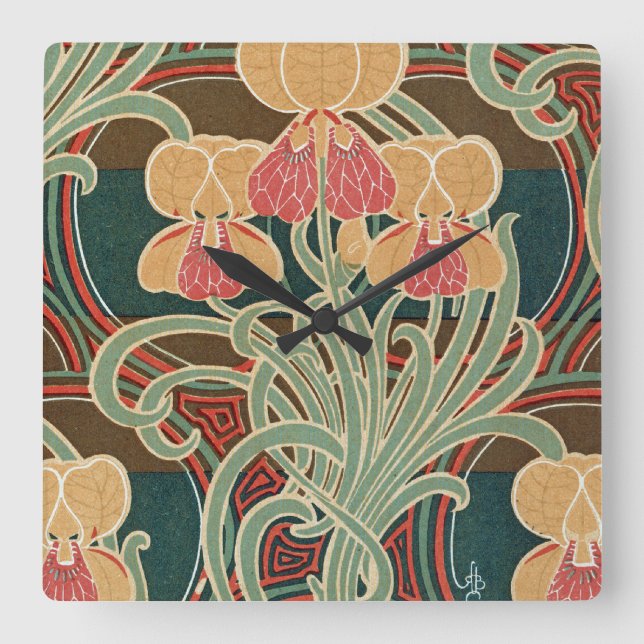 Horloge Carrée Motif Art Nouveau #4 à Emporio Moffa (Recto)