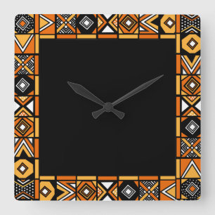 Horloge Carrée Motif artistique africain