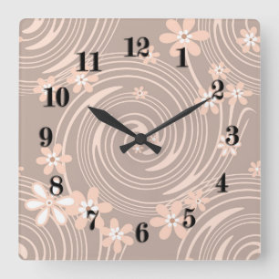 Horloge Carrée Motif beige