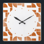 Horloge Carrée Motif blanc en terre cuite géométrique moderne<br><div class="desc">L'horloge murale de Motif blanc en terre cuite moderne est dotée d'une simple motif géométrique en terre cuite et blanche moderne. Cadeaux parfaits pour Noël,  anniversaire,  Fête des pères,  fête des mères et plus encore. Conçu par Evco Studio www.zazzle.com/store/evcostudio</div>