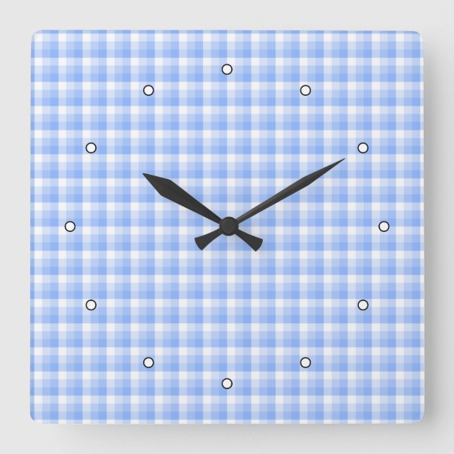 Horloge Carrée Motif blanc et bleu. (Recto)