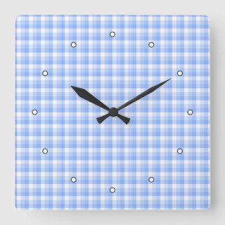 Horloge Carrée Motif blanc et bleu.