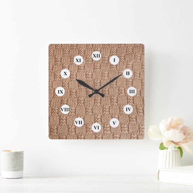 Horloge Carrée Motif Bubble Knit Stitch par Shirley Taylor (Maison)