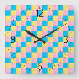 Horloge Carrée Motif carré coloré