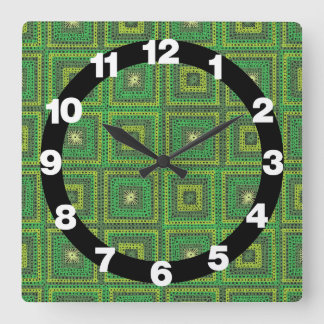 Horloge Carrée Motif Carré Green Granny