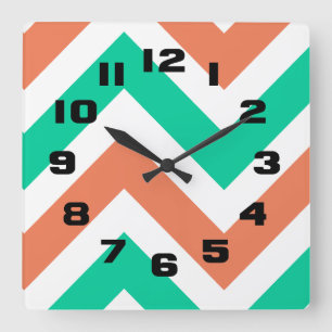 Horloge Carrée Motif Chevron Stripes été moderne