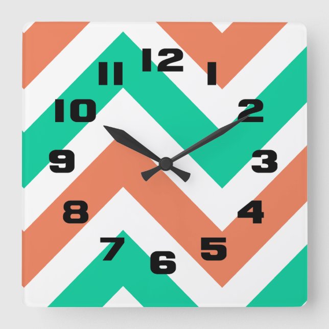 Horloge Carrée Motif Chevron Stripes été moderne (Recto)