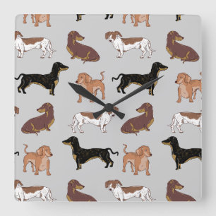 Horloge Carrée Motif chien Dachshund
