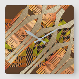 Horloge Carrée Motif Contemporain Afrocentrique