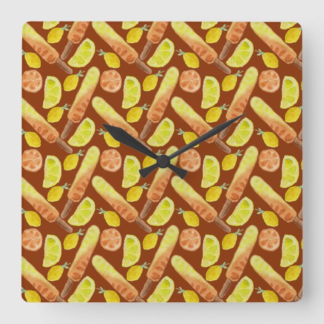 Horloge Carrée Motif crème glacée | motif Lollies | lollipop 11 (Recto)