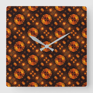 Horloge Carrée Motif d'art abstrait élégant boho moderne or #507