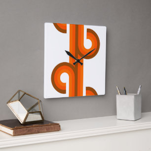 Horloge Carrée Motif d'art de fusion de bandes de vagues abstrait