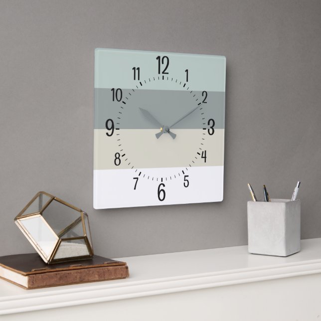 Horloge Carrée Motif de bandes minimalistes de cool calmant (Bureau)