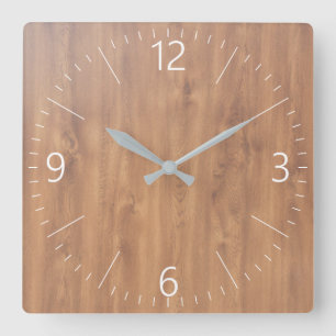 Horloge Carrée Motif de bois foncé