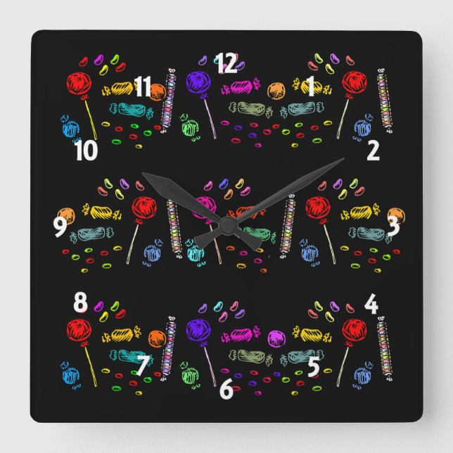 Horloge Carrée Motif de bonbons d'Halloween (Recto)