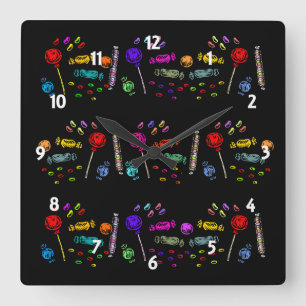 Horloge Carrée Motif de bonbons d'Halloween