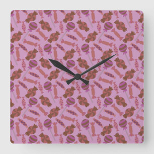 Horloge Carrée Motif de bonbons motif Lollies lollipop 34