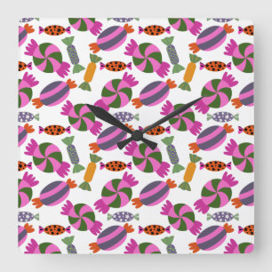 Horloge Carrée Motif de bonbons   motif Lollies   lollipop 6
