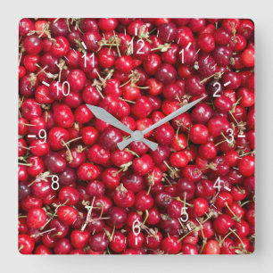 Horloge Carrée Motif de cerise douce