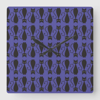 Horloge Carrée Motif de chats de goth violet et noir