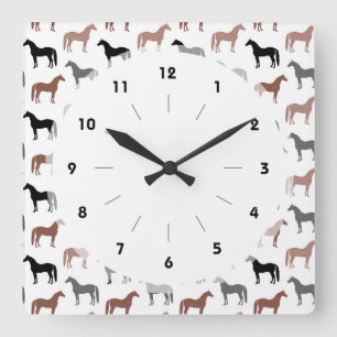 Horloge Carrée Motif de Chevaux multicolores