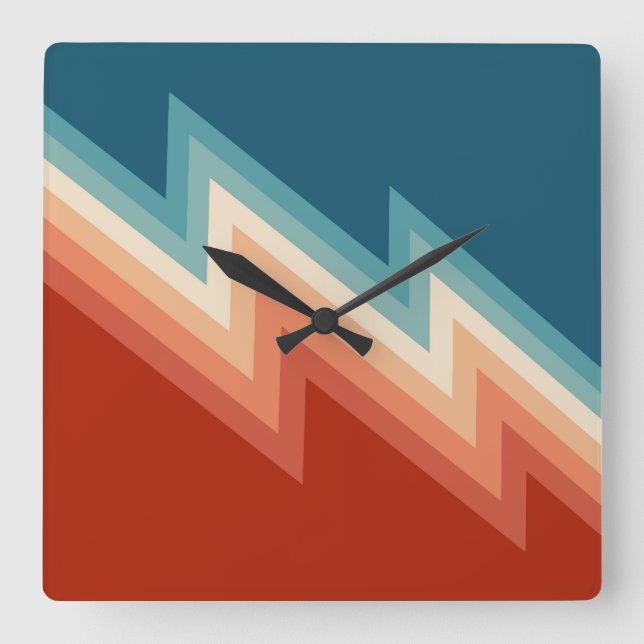 Horloge Carrée Motif de chevron de style rétro (Recto)
